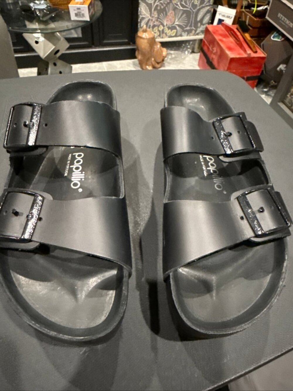 PAPILLIO by BIRKENSTOCK Platform Leather Sandals ARIZONA EXQ black US9 EU40 UK7